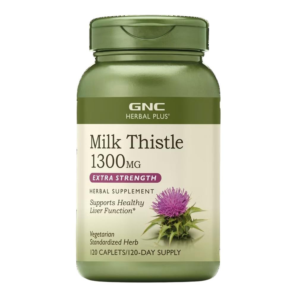 GNC Herbal Plus Milk Datele 1300mg papildinājums, Extra Strength, Veģetārietis, Atbalsta Veselīgas aknu funkcijas, 120 Servējumi