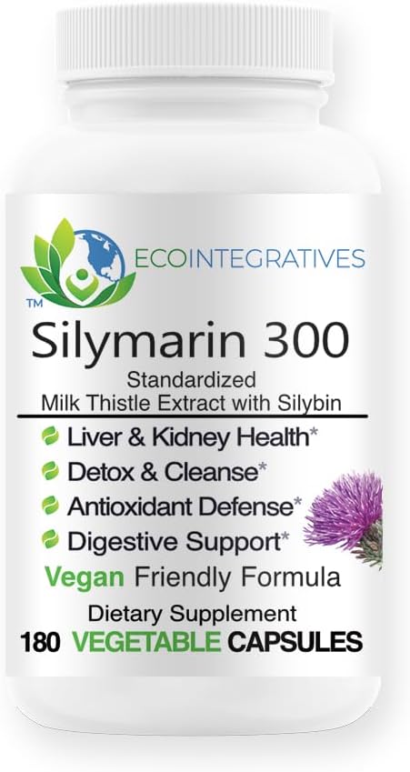 Silymarin 300 – standartizēts piena datele ekstrakts ar Silybin 300 mg – Aknu un nieru veselība, aknu detokss un tīrīšana, antioksidanti – Vegan - 180 Dārzeņu kapsulas