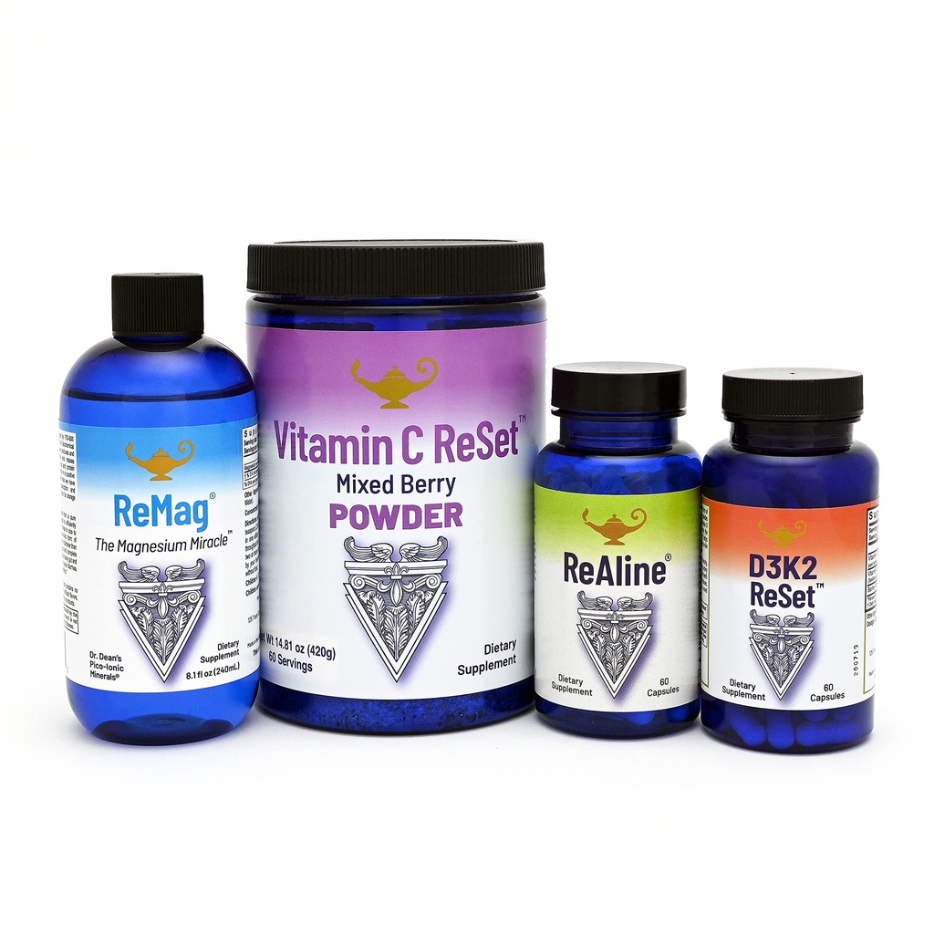 RnA ReSet - Longevity Bundle - ReMag Magnijs, C vitamīns, D vitamīns, ReAline B vitamīna komplekss