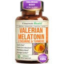 Melatonīns 3mg Miega līdzeklis ar L-Teanīnu un baldriāna Saknes – Turmeric Curcumin Papildinājums ar Ingvera un melnā piparu – Organic Turmeric Papildinājums Miega, Calm un Stress Relief Support – 60 Kapsulas