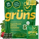 Grūsnas Pieaugušajiem Super Zaļie Multivitamīnu Gummies, Superfood Gummy Vitamīni sievietēm un vīriešiem ar Spirulina, Hlorella, Adaptogens & Prebiotic Fiber gremošanas veselībai (28 Skaits)