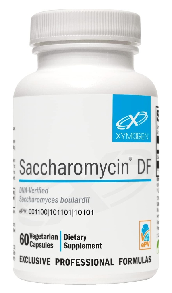 XYMOGEN Saccharomycin 10B - kuņģa skābes stabilizators, DNS-Verified Saccharomyces boulardii - bez piena rauga probiotikas Gut atbalstam un imūnai veselībai - iepriekš Saccharomycin DF (60 kapsulas)