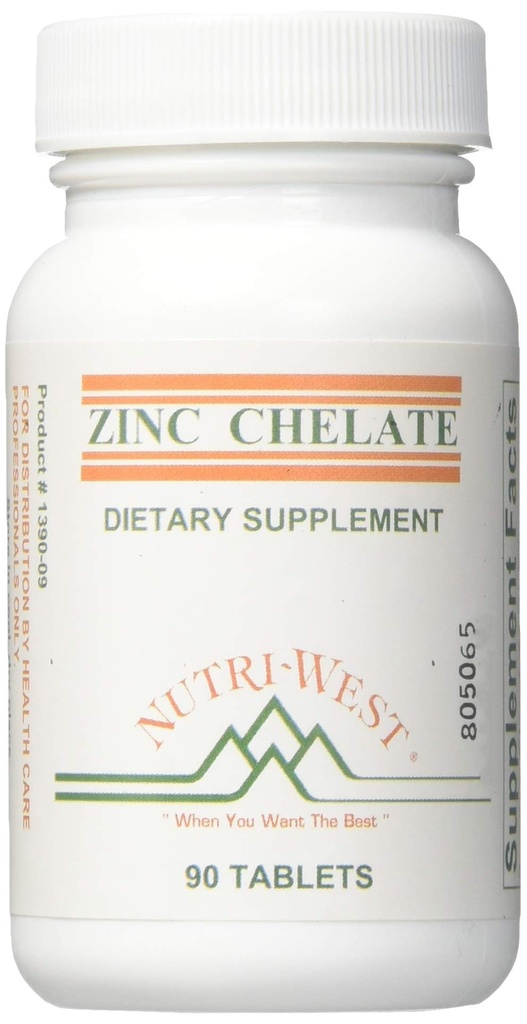 NutriWest, cinka helāts 16 mg 90 tabletes