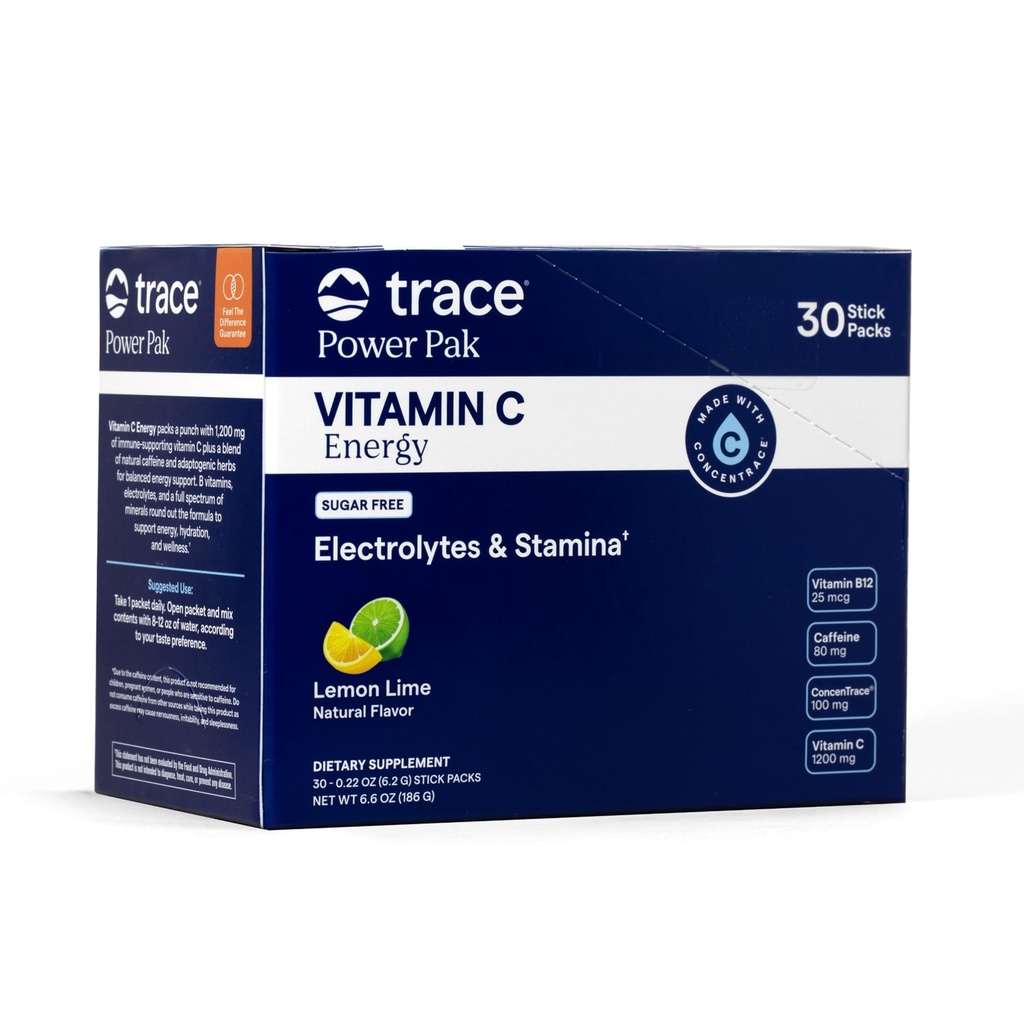 Trace Minerals Power Pak - vitamīns C Enerģijas Citrons Laims