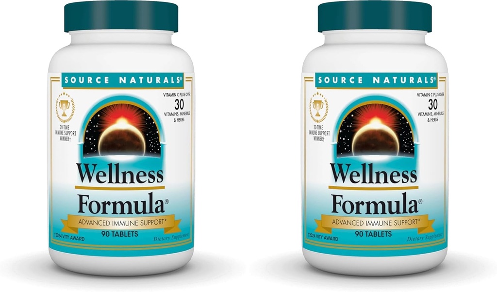 Avots Dabas Wellness Formula Bio-Aligned Vitamīni un augu aizsardzības - Imūnās sistēmas atbalsta papildinājums un imunitāte Booster* - 90 tabletes (iepakojums no 2)