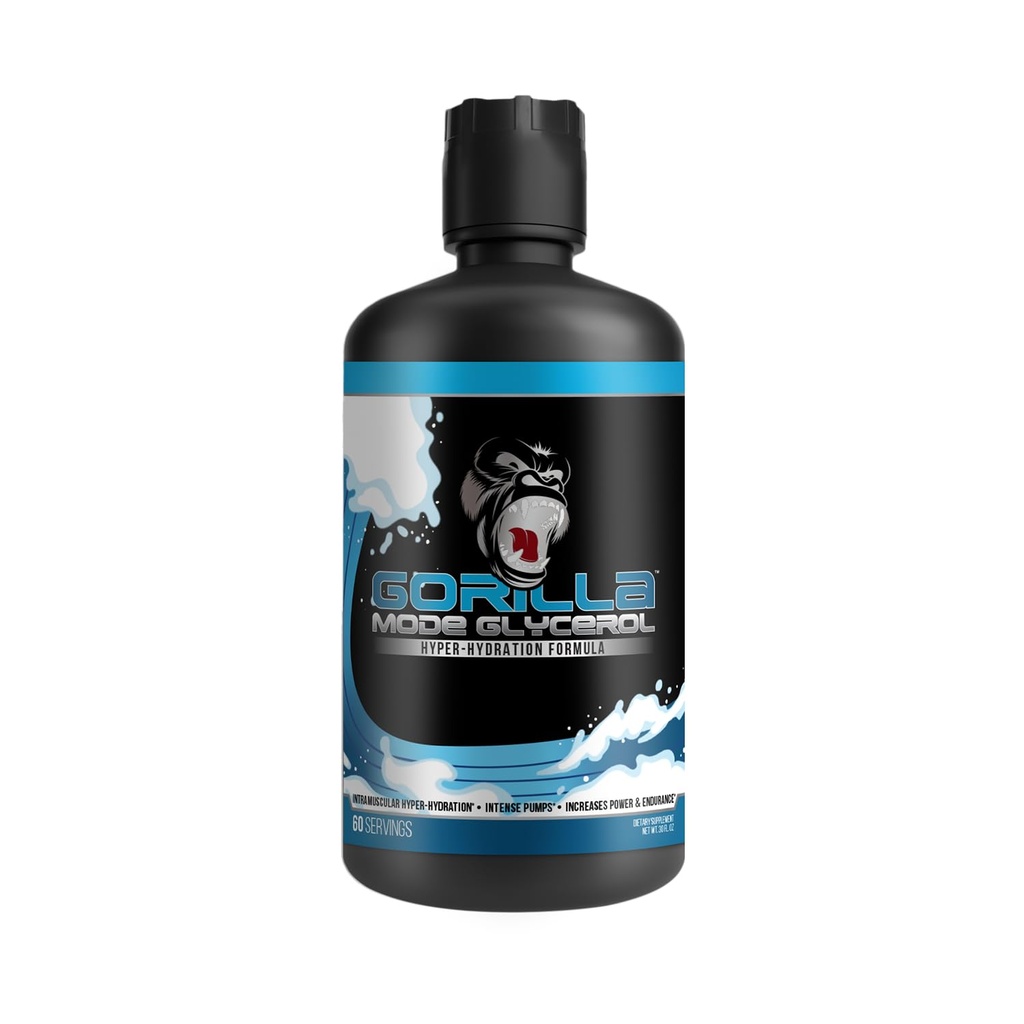 Gorilla Režīms Šķidrs Glicerīns Pirmsdarbs - Intensīvu sūkņu pirmsdarbināšanas formula · Intramuskulāra hiperhidrācija · Pastiprināta jauda un izturība / 33 FL OZ (Neuzliesmojošs)
