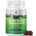 Bērnu Iron Gummies - Asins Builder Dzelzs Papildinājumi bērniem ar maigu stiprāku immunity & enerģija - vitamīns B12, Folāts & vitamīns C Gumies - Vegan ĢMO & Gluten bezmaksas Toddlers - 60 Count