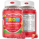 Dzelzs papildinājums Gumijas bērniem ar Multivitamīnu, Kalcijs, Cinka, Folāts - Bērni Dzelzs Gumijas Atbalsts Imūnās, Asins Builder, Dzelzs Trūkumi, Anēmija & Enerģija - Vegan, zemeņu 60 Count