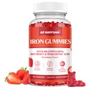 Dzelzs Gumijas sievietēm un bērniem - Dzelzs papildinājums Gumijas ar multivitamīnu asins cēlājiem, enerģija, dzelzs deficīts un anēmija - bez cukura Vegan zemeņu 60 sn
