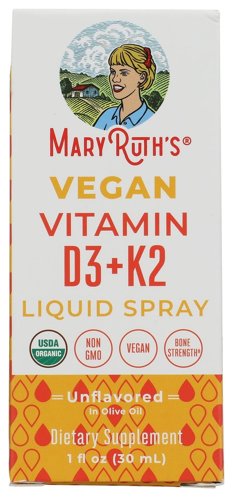 Mary Ruth organisko vitamīnu D3 Plus K2 Spray, 1 FZ