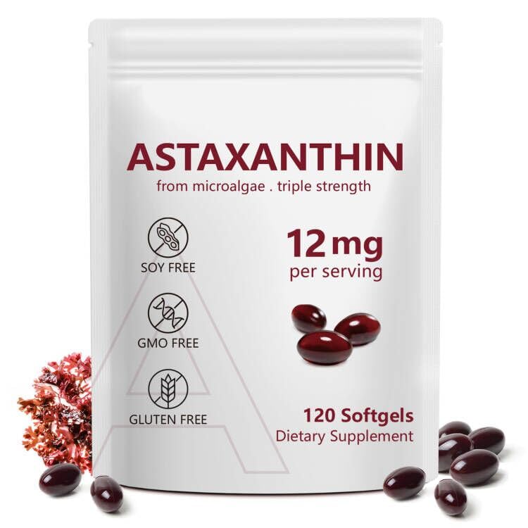 Astaksantīns 12 mg, 120 Softgels, 4 mēnešu piegādes, Premium astaksantīns Antioksidanta piedevas ar antioksidantu aktivitāti, atbalsta aci, imunitāti, locītavu, ādas veselību, iekšējo cirkulāciju