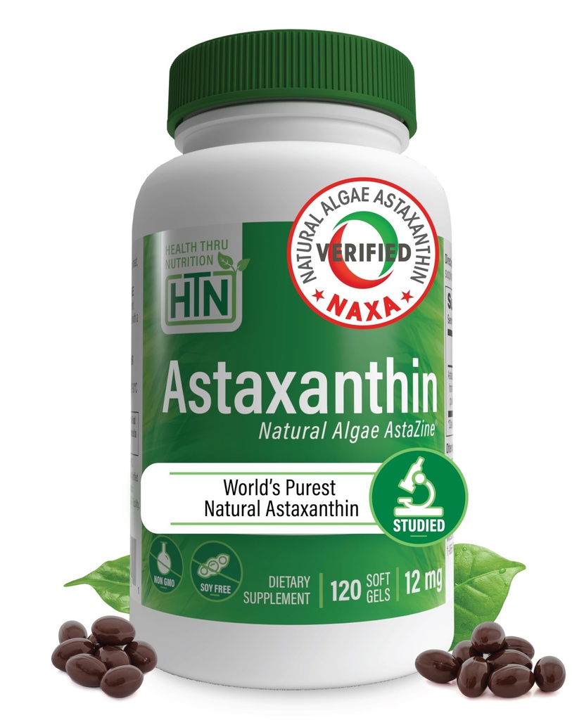 Veselības Thru Uzturs Astaksantīna Triple Strength 12mg Papildinājums 120 Softgels AstaZine no Algae Organiski aug Pristine Himalaju ūdenī 