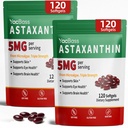 2Iepakojums Astaksantīna papildinājumi 12mg - Premium astaksantīns acu, smadzeņu, ādas un imūnās sistēmas atbalstam, mikroaļģu avots, 240 softgeli