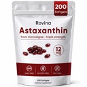 Rovina Astaksantīns 12mg Softgels, Antioksidants Papildinājums ikdienas labsajūtai, Imūns, Acu un ādas atbalsts, Locītavu, Iekšējā cirkulācija, Ne-GMO, Bez lipekļa - 200 Softgels (1)