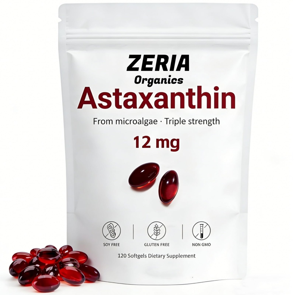 Astaksantīns 12mg, dabīgā astaksantīna piedevas Aļģes, 120 softgels 4-mēness piegādes