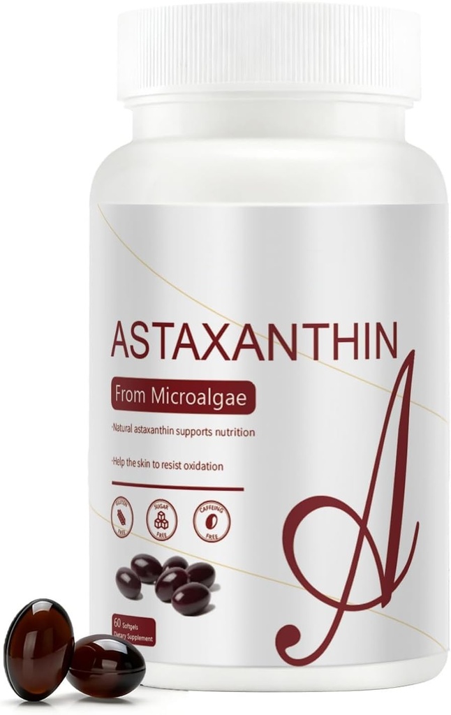 Astaksantīns 12mg no dabīgajām mikroaļģēm 60 softgeli (2-mēneša piegādes) - Viegli norīt, bez GMO, bez sojas