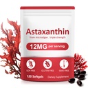 Astaksantīna piedevas, 12mg Astaksantīna dabiskā anti-Aging formula - atbalsta acis, locītavu, iekšējo cirkulāciju un ādas veselību, ne-GMO ne-Gluten