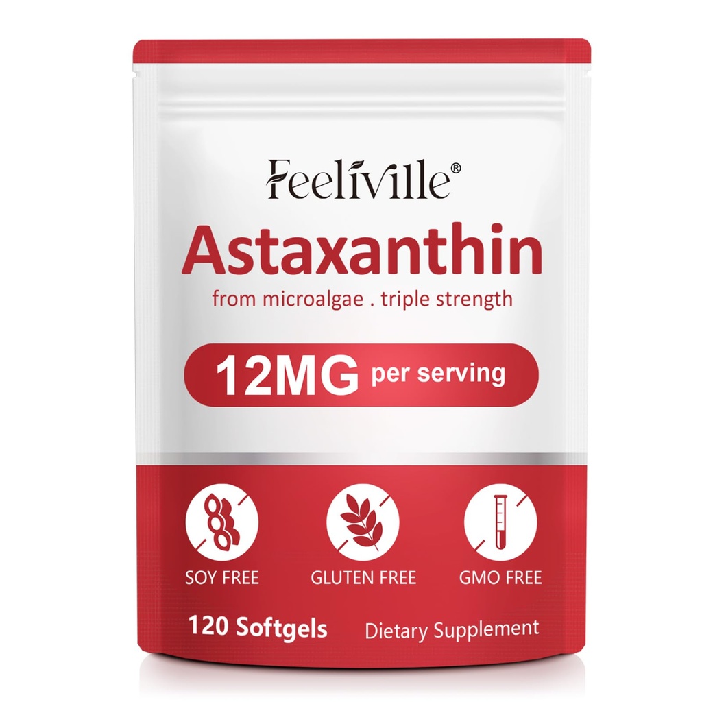 Premium Astaksantīna piedevas 12mg 120 Softgels, astaksantīns Acu, ādas, locītavu, smadzeņu, svaigu mikroaļģu avots Sirds un imūnās sistēmas veselībai