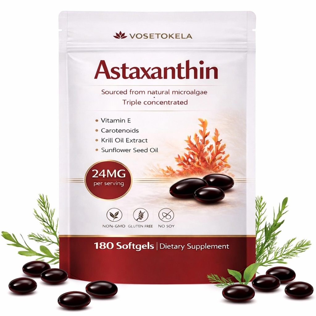 Astaksantīna piedevas, astaksantīns Antioksidanta kapsulas, 180 Softgels, 24mg Katrs, 6 mēnešu piegādes, no mikroaļģēm, bez lipekļa, ne-ĢMO, atbalsta veselīgu, līdzsvarots dzīvesveids