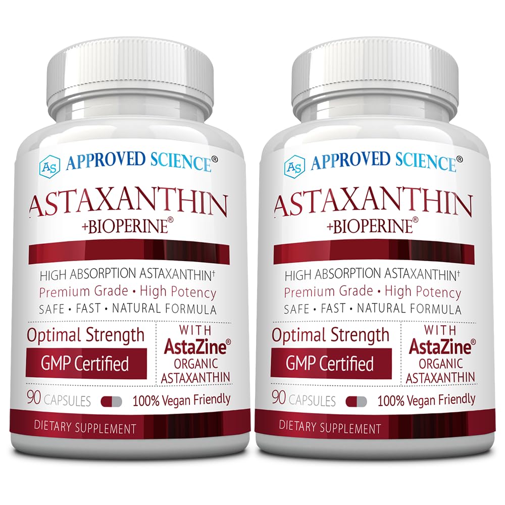 Apstiprināts Science® Astaksantīns 12 mg - Papildus spēks Antioksidants - Atbalsta sirdi, acis, ādu - 180 Vegan kapsulas - 6 mēnešus