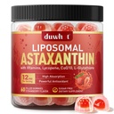 Liposomālās astaksantīna Gumijas, organisko astaksantīnu 12 mg piedevas ar likopēnu, glutationu spēcīga antioksidanta, Plus vitamīnu un CoQ10 acu, ādas un imūnās veselības, bezcukura, Vegan, 60