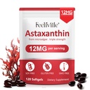Astaksantīns 12 mg 120 softgeli, Premium astaksantīns Antioksidantu piedevas ar antioksidantu aktivitāti, atbalsta acu, ādas, imūno, iekšējo cirkulāciju