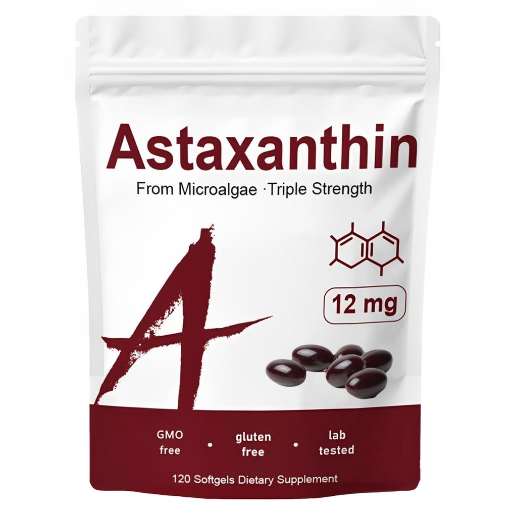 Zions Organics Astaksantīns 12 mg, 120 Softgels, Premium astaksantīns Antioksidantu piedevas, Imūnās, ādas, acu un locītavu veselība-Non-GMO, bez lipekļa, 4 mēnešu piegādes, 120 Servējumi
