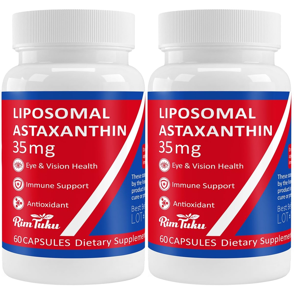 35mg Liposomālā astaksantīna papildinājums - spēcīgs antioksidants ādas, locītavu un acu veselībai - dabiska anti- aging formula ar tīru astaksantīnu - Vegan, ne- GMO, 120 kapsulas