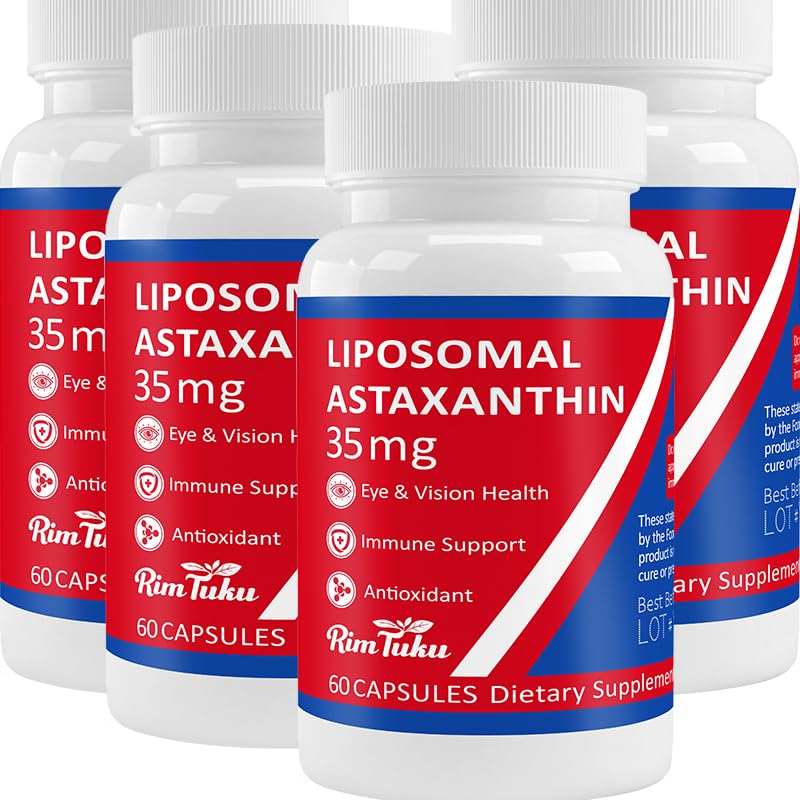 35mg Liposomālā astaksantīna papildinājums - spēcīgs antioksidants ādas, locītavu un acu veselībai - dabiska antiaging formula ar tīru astaksantīnu - Vegan, ne- GMO, 240 kapsulas