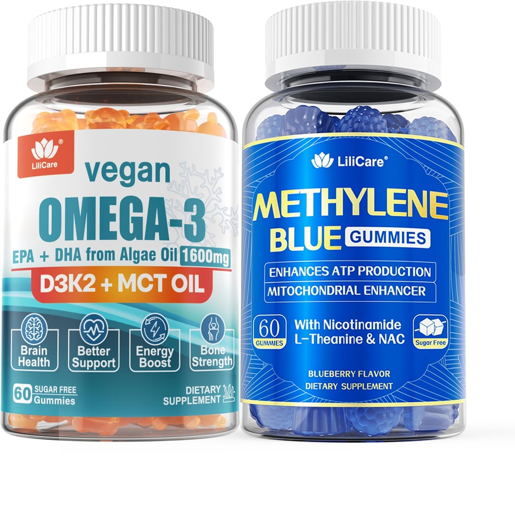 Vegan Omega 3 Gummies 1280mg + Metilēnzilie Gummies for Human