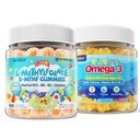 Kids L-metilfolate Gumies, Active 5-MTHF + Metil B12, vitamīns B6, B2, Holīns, Vegan Omega 3 DHA & EPA + Kids Omega 3 Gumijas + Kalcijs 400 mg + D3 vitamīns K2 + C, omega 3 DHA & EPA papildinājums