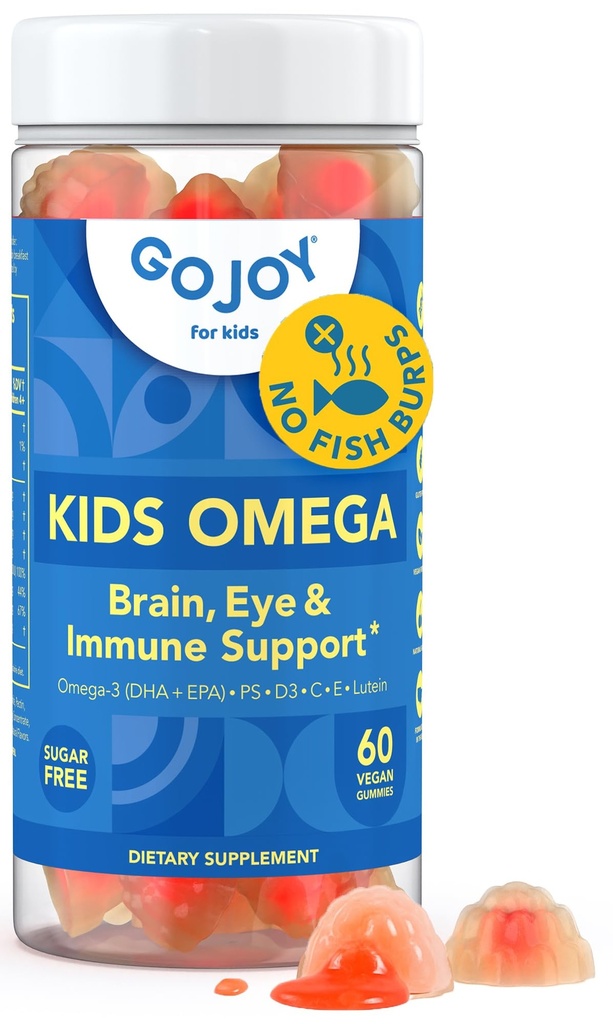 GOJOY Kids Omega 3 DHA Gummies – bez zivju plīsumiem, bez cukura – smadzenes, acu un imūnsupport – augu bāzes omega 3 no Algae – Vegan, tīra DHA toddlers, bērni & bērni laikmets 3+