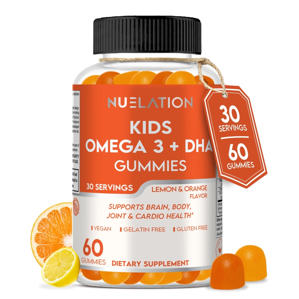 Vegan Omega 3 Gumijas bērniem ar DHA, Plant Based, 30 Servējumi, 60 Ct Želatīns bez, bez lipekļa, ne-GMO Omega 3 papildinājums. Bērni un bērni DHA Gummies priekš smadzenēm, acīm, sirds un imūnās sistēmas