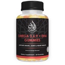 Halal Omega 3 6 9 + DHA Gumijas pieaugušajiem ; Atbalsta acis, smadzenes, imūnās un sirds veselību ; Veģetāru un bez glutēna; C vitamīns, Essential Taukskābes un augu bāzes; 60 Skaits