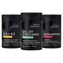 Sporta pētījumi® Antioksidantu atbalsta iepakojums - Oregano 9500mg eļļa + D3 vitamīns K2 5000iu + Trīskārša stipruma astaksantīns