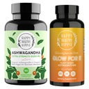 Happy Healthy Hippie Glow for it Astaksantīna Papildinājums un Organic Ashwagandha kapsulas