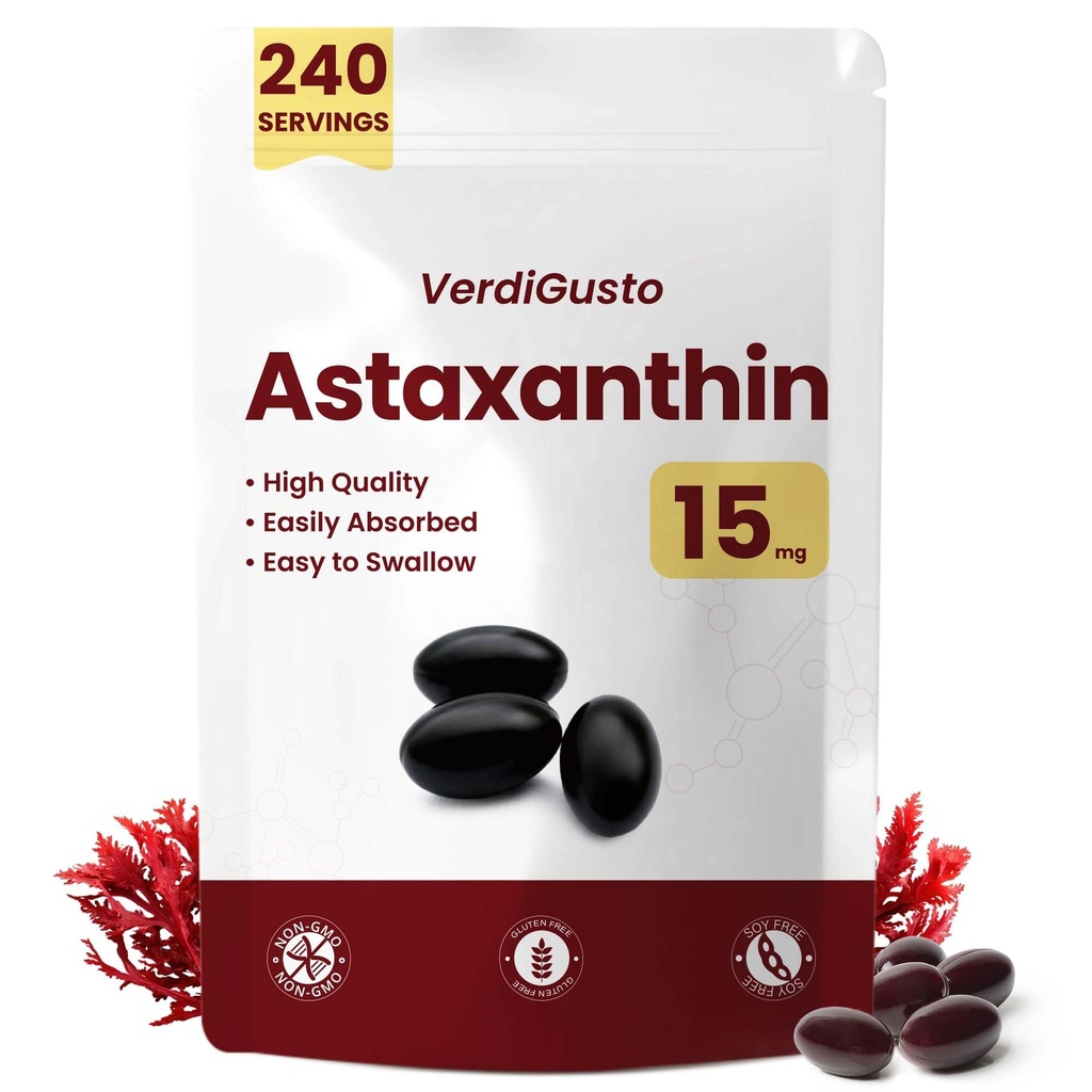 15mg Astaksantīns - 240 Softgels - Astaksantīna piedevas - 8 Mēnesis Piedāvājums -- Antioksidantu atbalsts, acu un ādas veselība -- Iekšējā cirkulācija - Non-GMO, bez lipekļa, No Soy