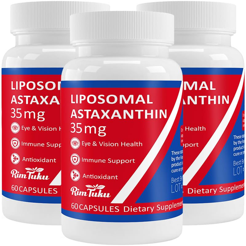 35mg Liposomālais astaksantīns Papildinājums - Spēcīgs antioksidants ādas, locītavu un acu veselībai - Dabiskā antiaging formula ar tīru astaksantīnu - Vegan, ne- GMO, 180 kapsulas