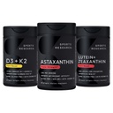Sporta pētījumi® Antioksidantu atbalsta iepakojums w/Astaksantīns 12mg, vitamīns D3 5000iu + K2 100mcg, un luteīns 20mg + Zeaksantīns 4mg piedevas - Vegan Certified · Non-GMO · Gluten & Soy Free