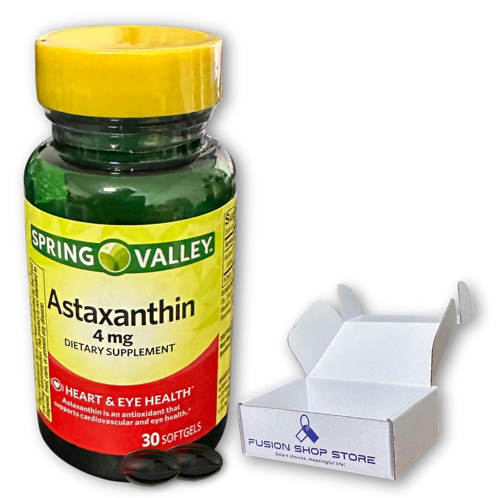 Astaksantīns 4 mg- 30 Softgels (1 iepakojums), iepakots Fusion Store veikalā