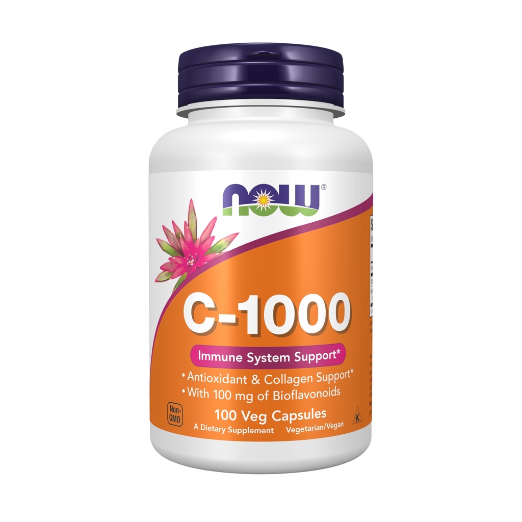 NOW uztura bagātinātāji, C-1000 vitamīns ar 100 mg bioflavonoīdu, antioksidantu aizsardzība*, 100 Veg kapsulas