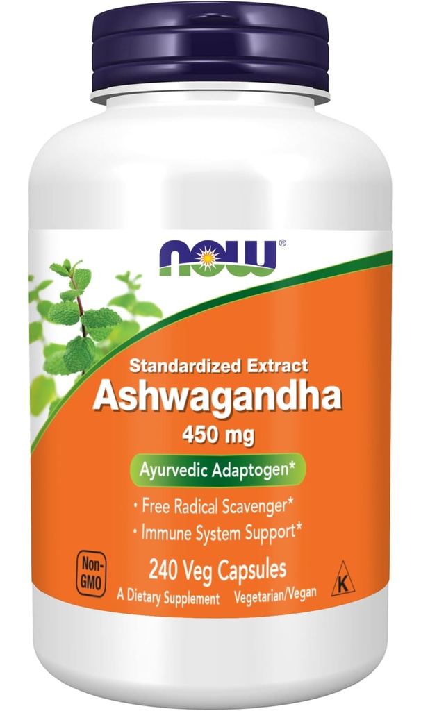 NOW Foods Ashwagandha ekstrakts 450 mg Vegan, Kosher, Non-GMO - 240 Veg kapsulas,