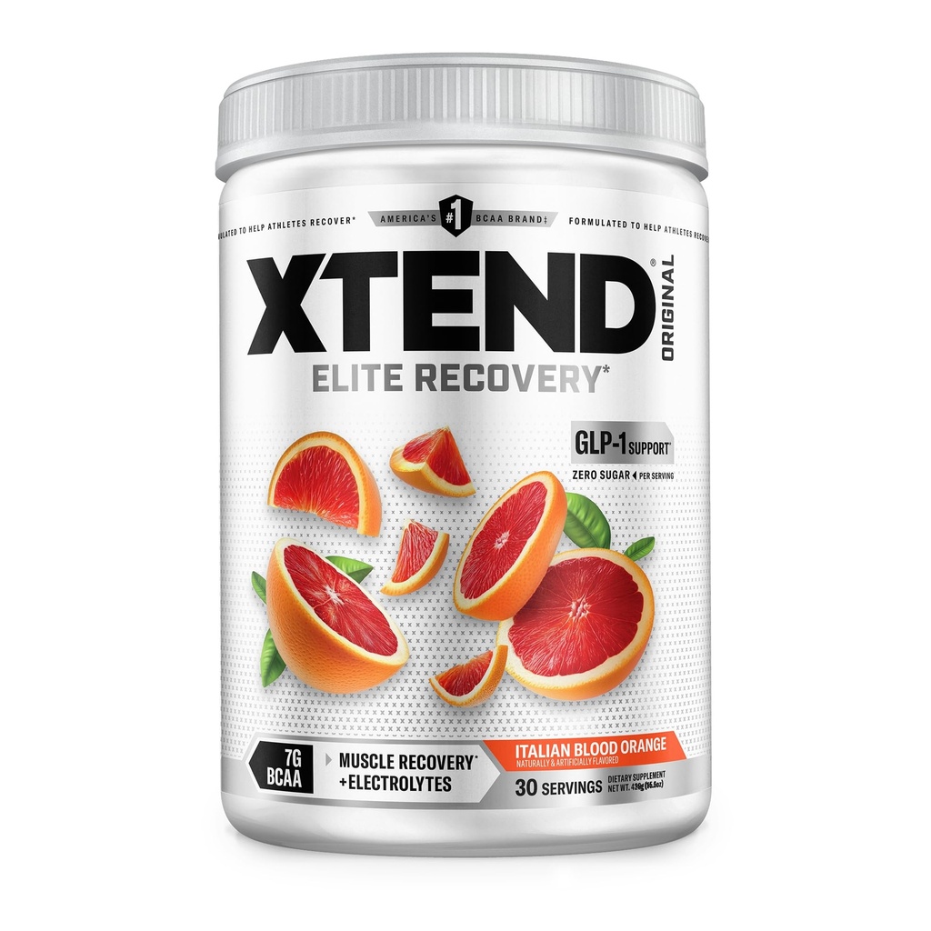 Xtend Original BCAA Powder, 7g BCAAs un 2.5g L-glutamīns muskuļu reģenerācijai Hidrācija un lean muskuļu, bez cukura Intra un post Workout Drink ar elektrolīti, Itālijas Asins Orange, 30 Kalpo