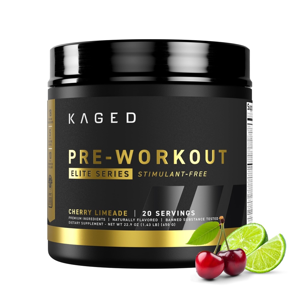 Kaged Pre Workout Elite Beznodokļa pulveris --- Ķiršu Limade -- Creatine, Beta Alanine, L-citrulīns -- Nr Kofeīns -- 20 Kalpo