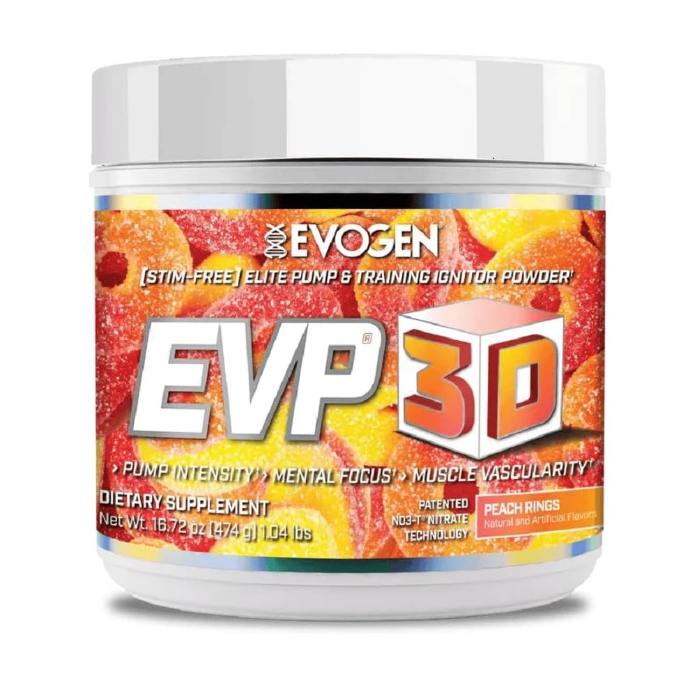 Evogen EVP-3D -  - Extreme pre-workout sūknis Ignitor, Arginine Nitrate, Citrulline, Beta-Alanine, Lions Mane --Peach Gredzeni 40 Kalpo