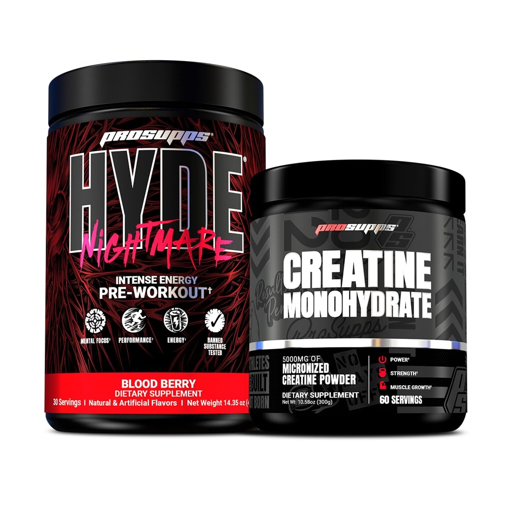 PROSUPPS Hyde Nightmare Intensīvas enerģijas pirmsdarbs, asins ogu un kreatīnu 300 paka