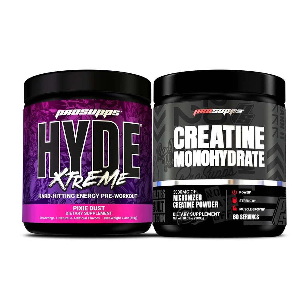 PROSUPPS Hyde Xtreme Hard-Hitting enerģijas pirmsdarbs, Pixie Putekļi, un kreatīnu 300 bars