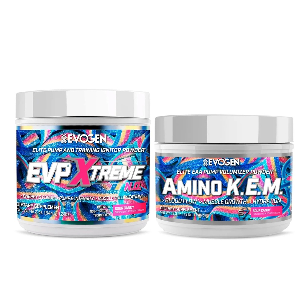 Evogen EVP Xtreme NO Amino K.E.M. Bundle – pirms treniņa pulveris & EAA / BCAA sūknis Volumizer muskuļu augšanu, hidratācija un veiktspēju       