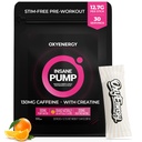 OxyEnergy Pre Workout Pulveris - Oranžs, Non Stim 130mg Zems kofeīns, On-The-Go paketes ar Beta Alanine, kreatīnmonohidrāts un Taurīns jutīgiem lietotājiem, sievietēm, vakara treniņiem - 30 Kalpojumi
