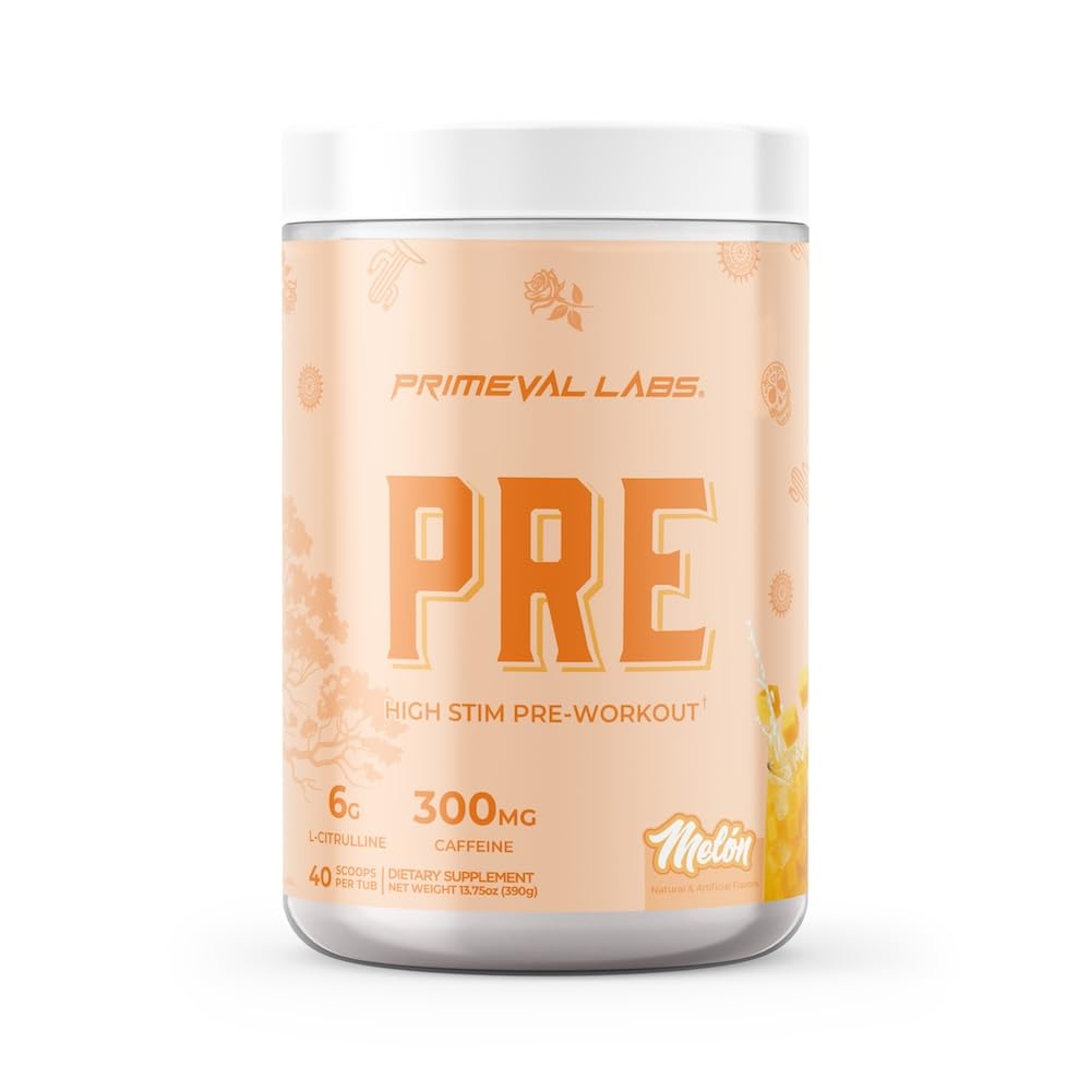 Primeval Labs PRE High-Stim Pre Workout ” Enerģija, Focus & Performance Formula ” 300mg Kofeīns ” 40 Kalpo ” Melon ” ”Autentisks Latino-Iedvesmots Flavor degvielu jūsu ceļojums